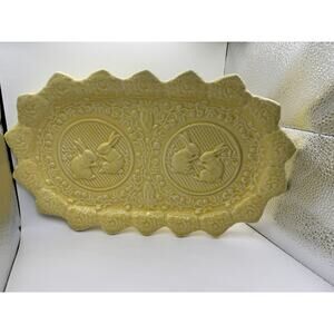 Plate / Bunny / yellow / vintage signed Bordalla